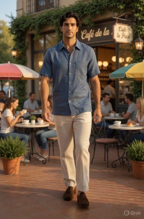 Sky Blue Khadi Shirt